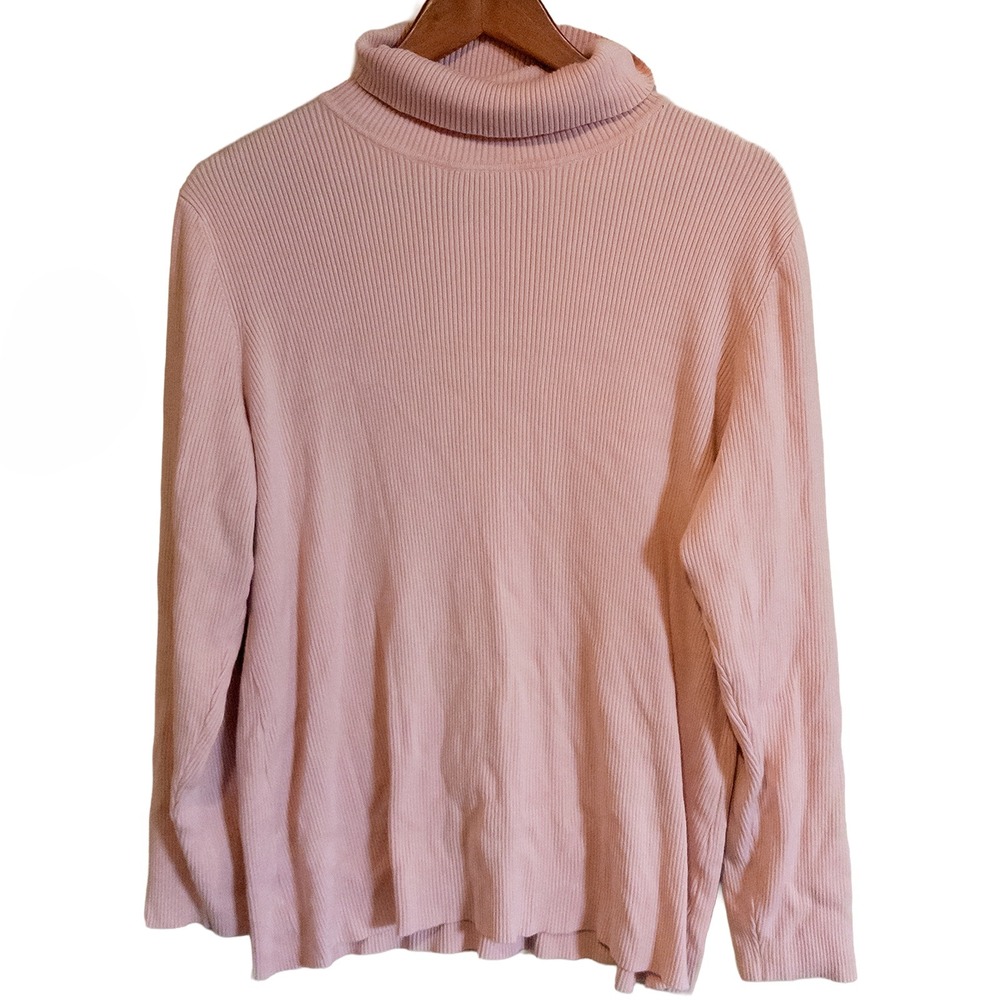 Coldwater Creek Pink Ribbed Turtleneck Sweater Pullover Womens Plus 1X
